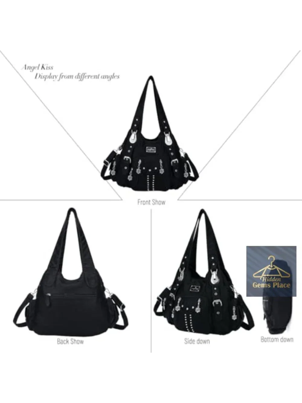 Soft PU Leather Large Hobo Shoulder Bag with Multiple Pockets